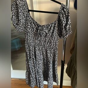 Floral Black and White Dress